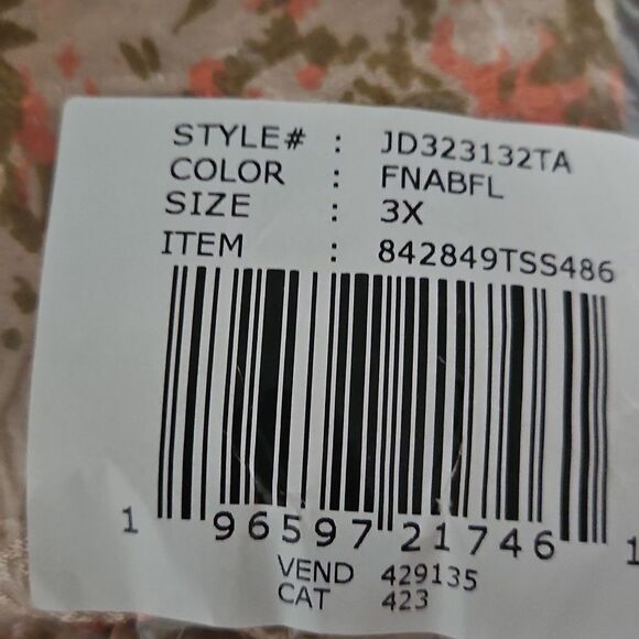 LA JOIE FLoral Blouse in Brown and Pink 3X - Picture 8 of 8